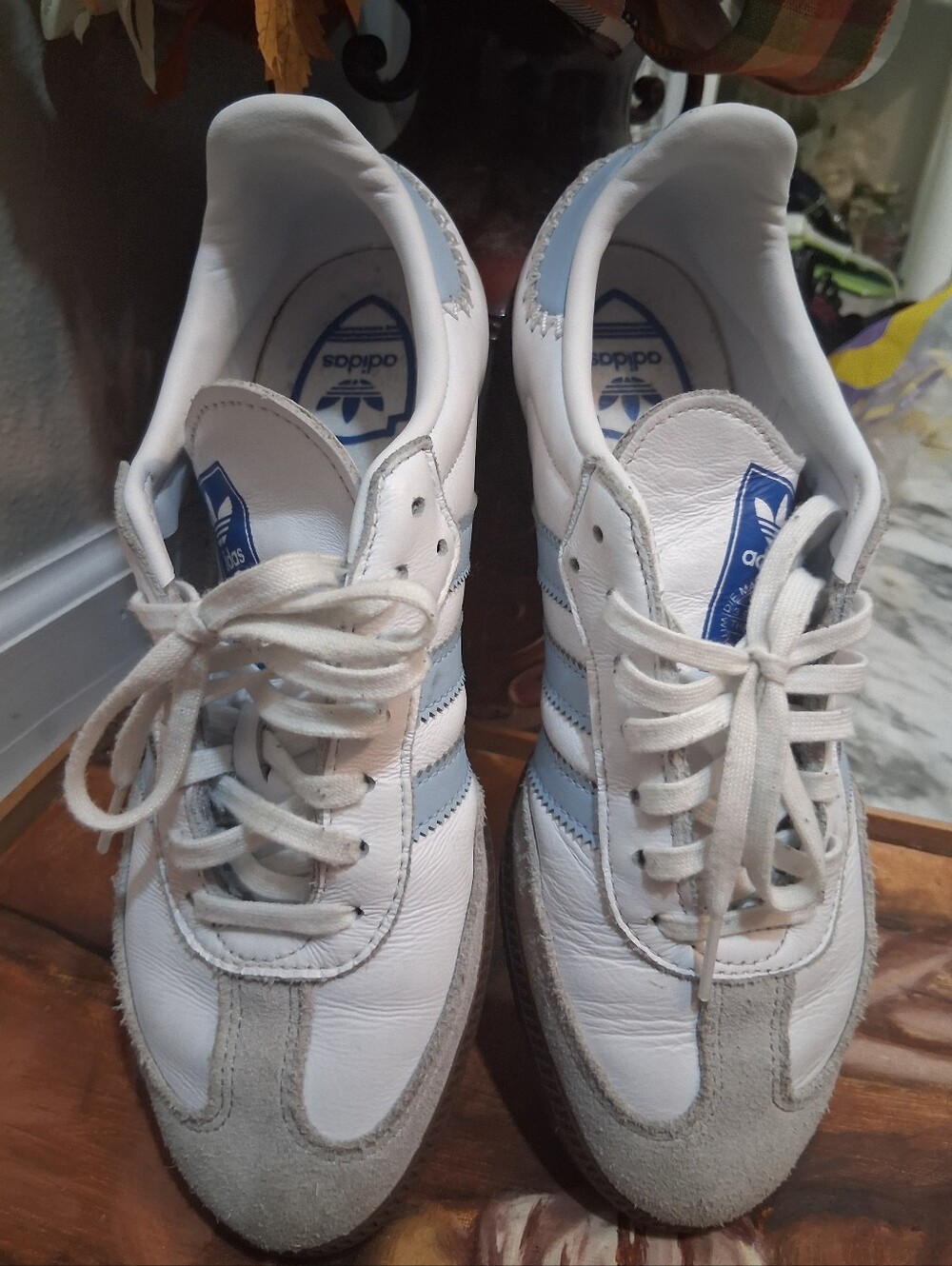Adidas Samba White & Light Blue Sneakers - Picture 5 of 8